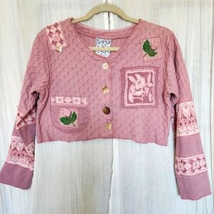 Vintage 80s Kitschy Cottagecore Cropped Cardigan